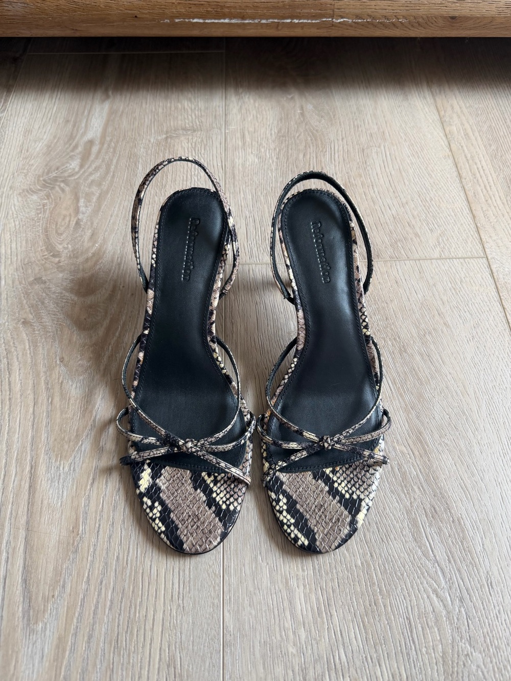 Reformation Snakeskin Myra Kitten Heel Sandal Size 6.5